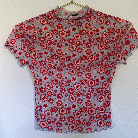 Forever 21 Floral Mesh Crop Top S - Picture 7 of 7